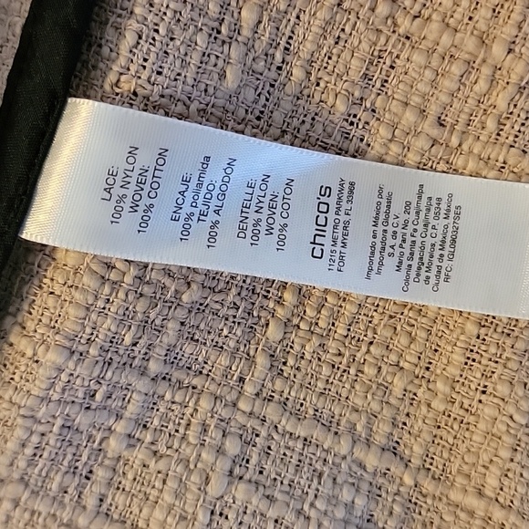 Chico's-Tan jkt with blk lace and beading with 3/4 sleeves Size 1=M. NWT. - Picture 8 of 8